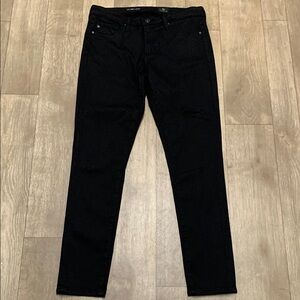 AG Adriano Goldschmied Abbey Ankle Super Skinny‎ Mid Rise Stretch Black Jeans